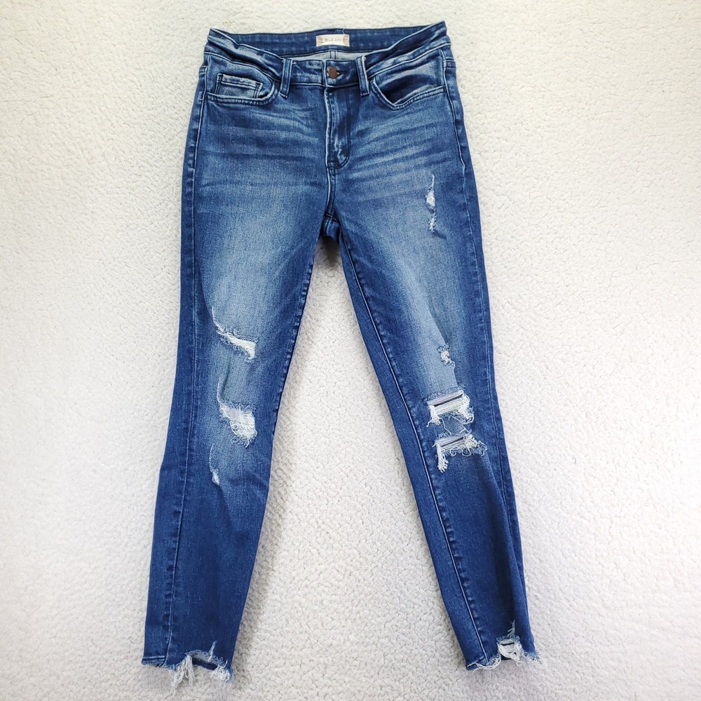 Altar'd State Womens Distressed Skinny Jeans Medium Wash Raw Hem VT658AS-F22 28